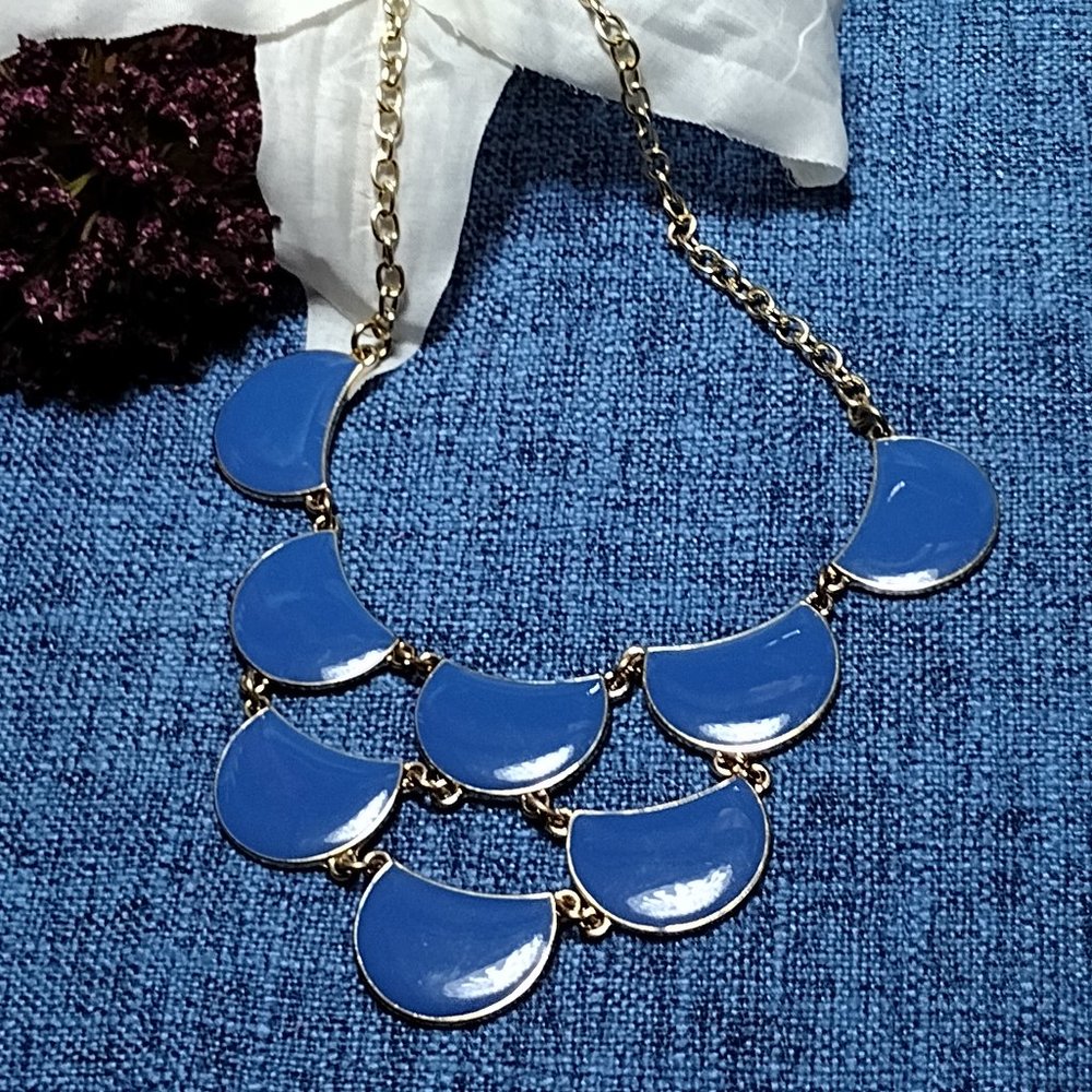 Blue Crescent Necklace